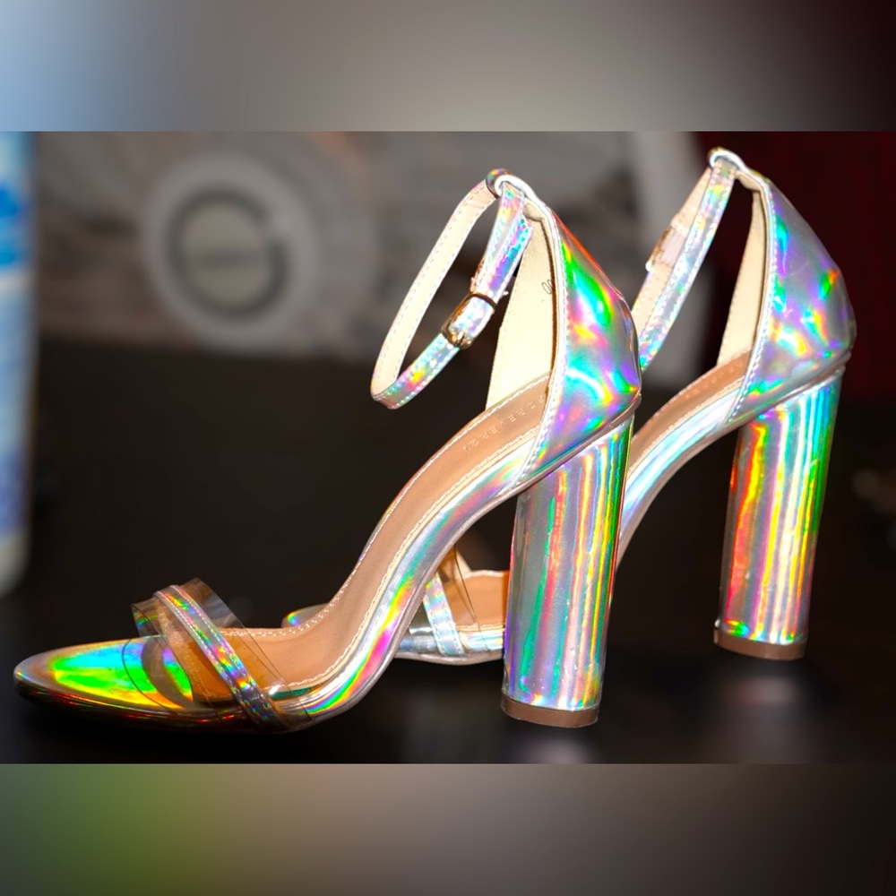 Holographic heels size 6,  never worn.